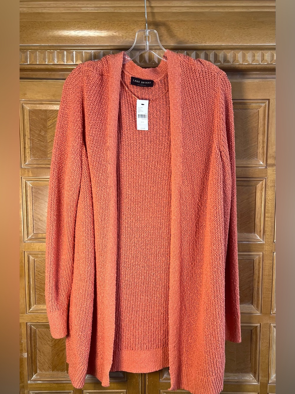 Lane Bryant NWT Women’s Size 18/20 Coral Open Knit Sweater Tunic Long Sleeve
